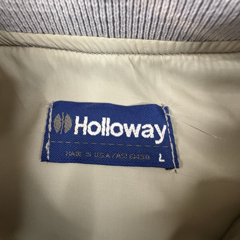 VTG Holloway Men's L Silver Nylon Bomber Jacket USA *Indian Moto Patch* SEE DESC - Picture 2 of 16